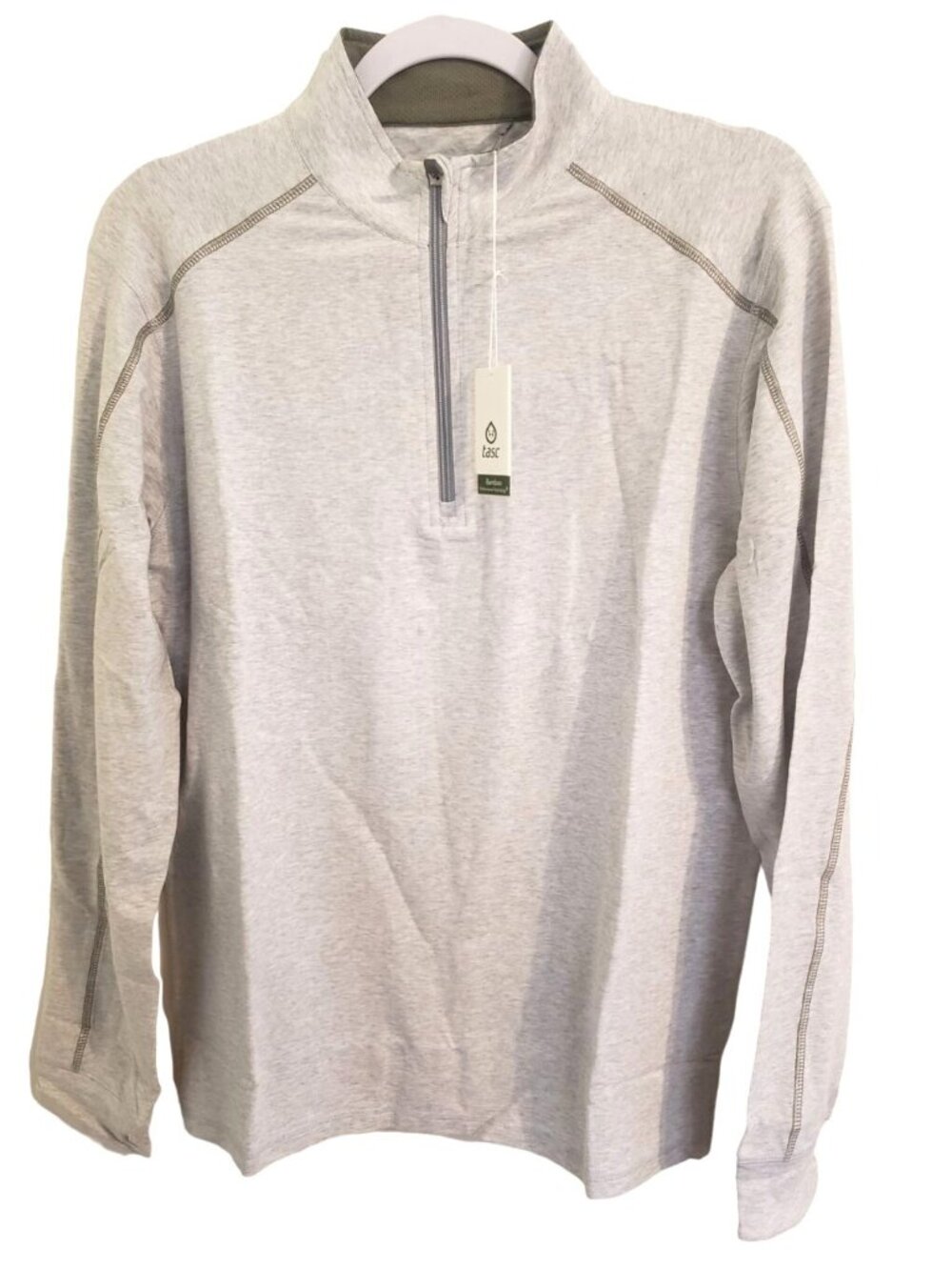 tasc Performance Mens Carrollton Quarter Zip Pullover XL Heather Gray Bamboo NEW